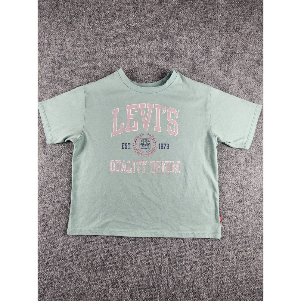 Levis Womens Graphic T-Shirt Sage Green Quality Denim Logo Crew NeckXL 13-15 Yrs